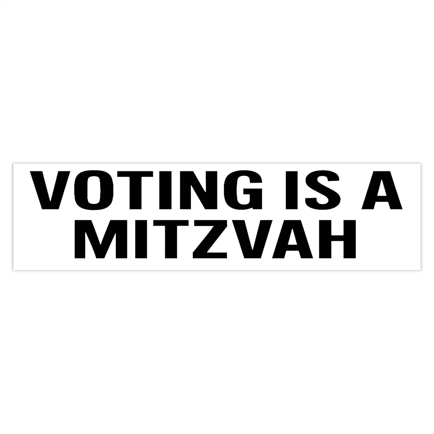 Sticker with 'Voting is a Mitzvah' text on a white background