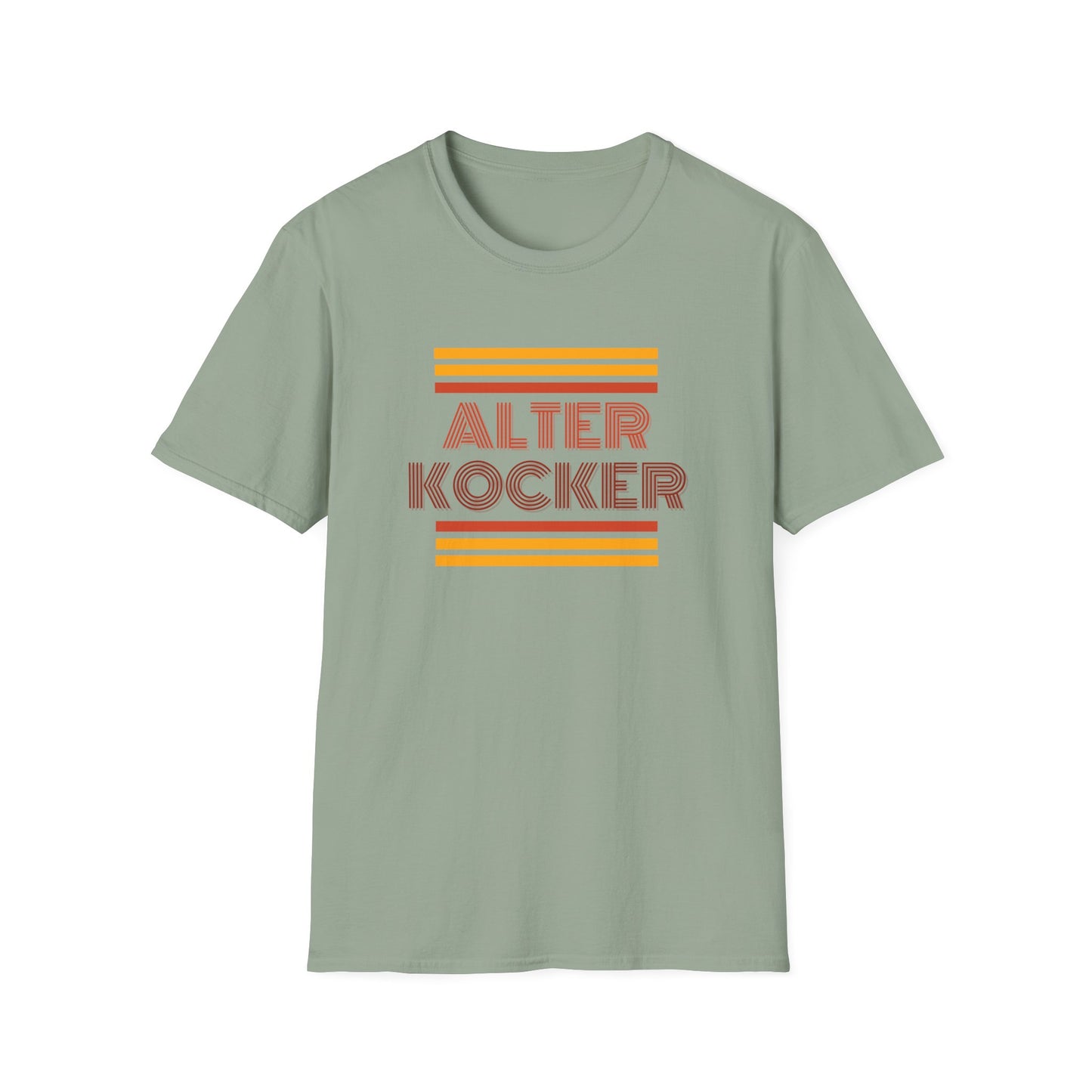 Green t-shirt with 'ALTER KOCKER' text on a white background