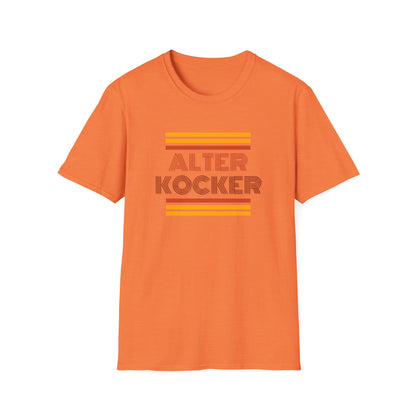 Orange t-shirt with 'ALTER KOCKER' text on a white background