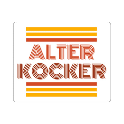 Sticker with 'ALTER KOCKER' text and orange and yellow stripes on a white background