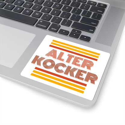 Laptop with a sticker reading 'ALTER KOCKER' on the palm rest area.