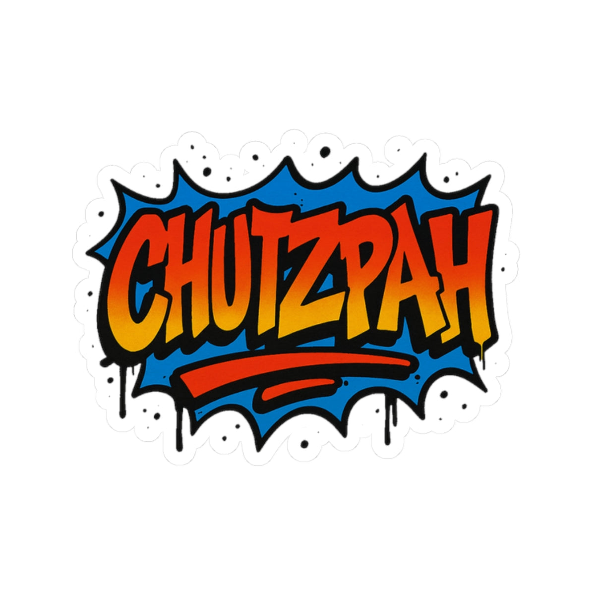 Colorful 'CHUTZPAH' sticker with a blue and red design on a white background
