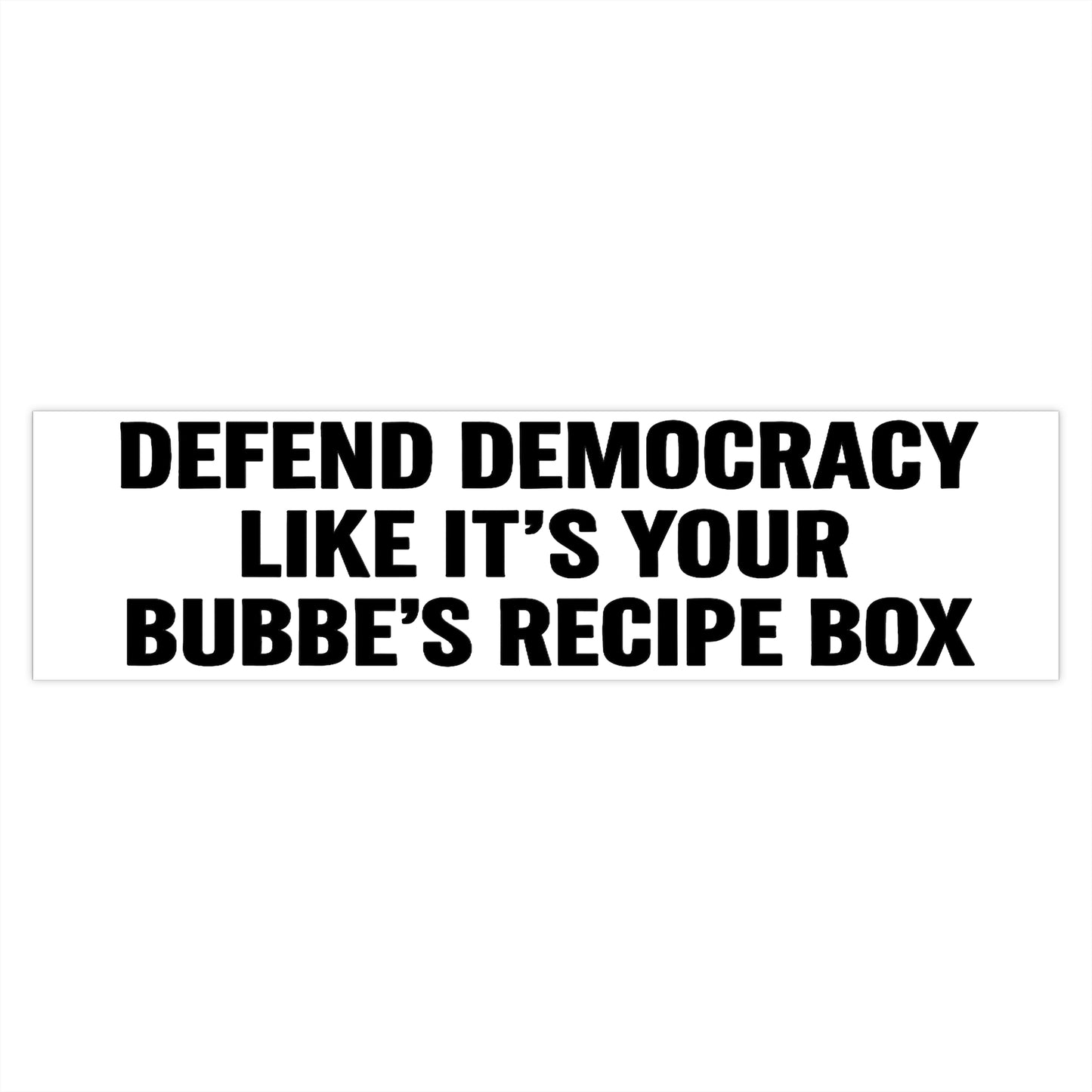 Text sticker with political message on a white background