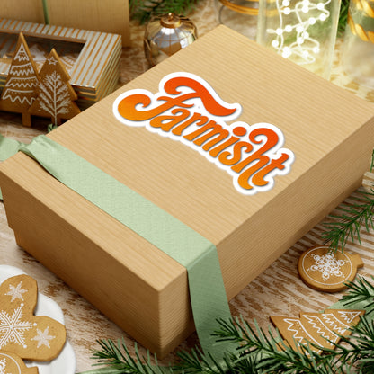 Wooden gift box with 'Farmish' logo on a festive background with cookies and greenery