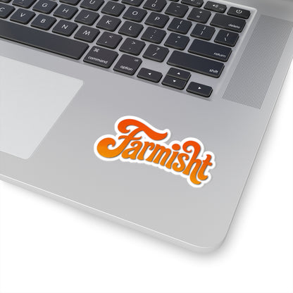 Laptop with a 'Farmish' sticker on the palm rest area