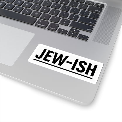 Laptop with a 'JEW-ISH' sticker on the palm rest area