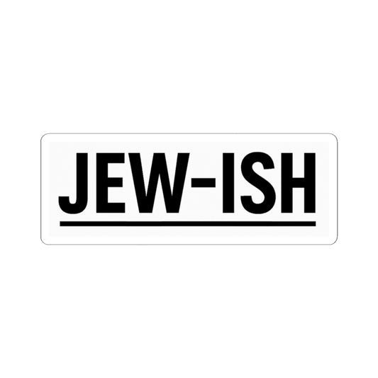 Sticker with 'JEW-ISH' text on a white background