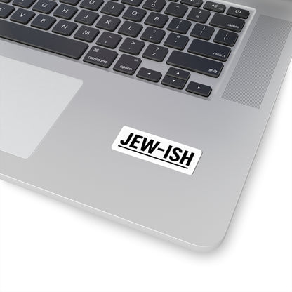 Laptop with a 'JEW-ISH' sticker on the palm rest area