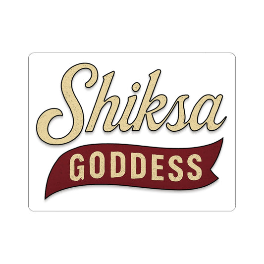 Sticker with 'Shiksa Goddess' text on a white background