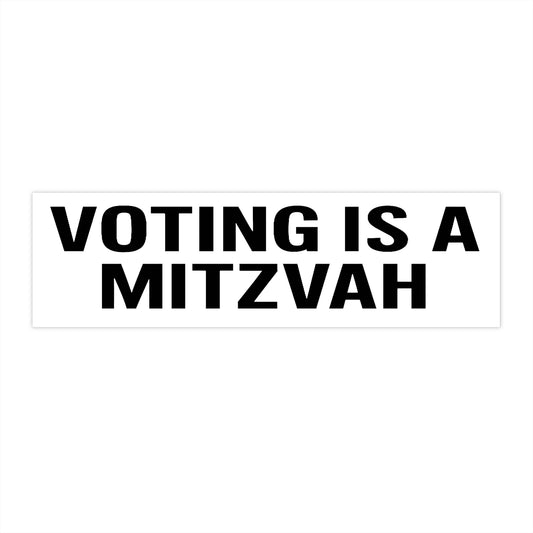 Sticker with 'Voting is a Mitzvah' text on a white background