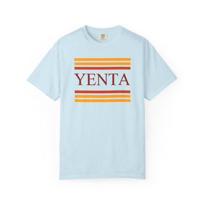 Light blue t-shirt with 'Yenta' graphic on a white background