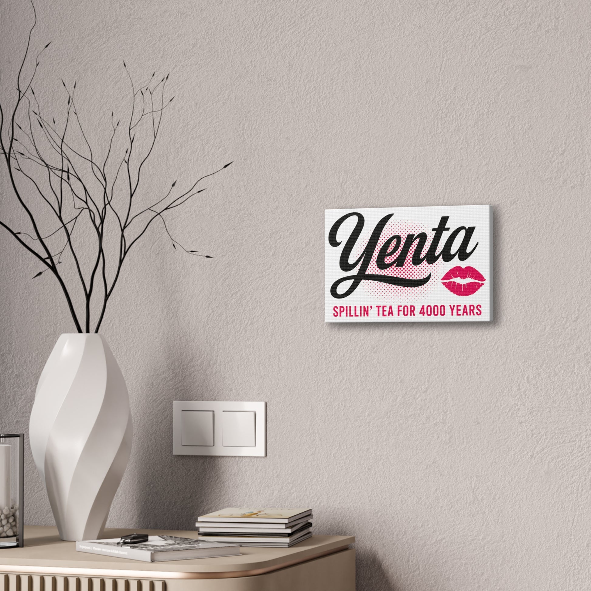 Yenta sign on a wall with decorative elements